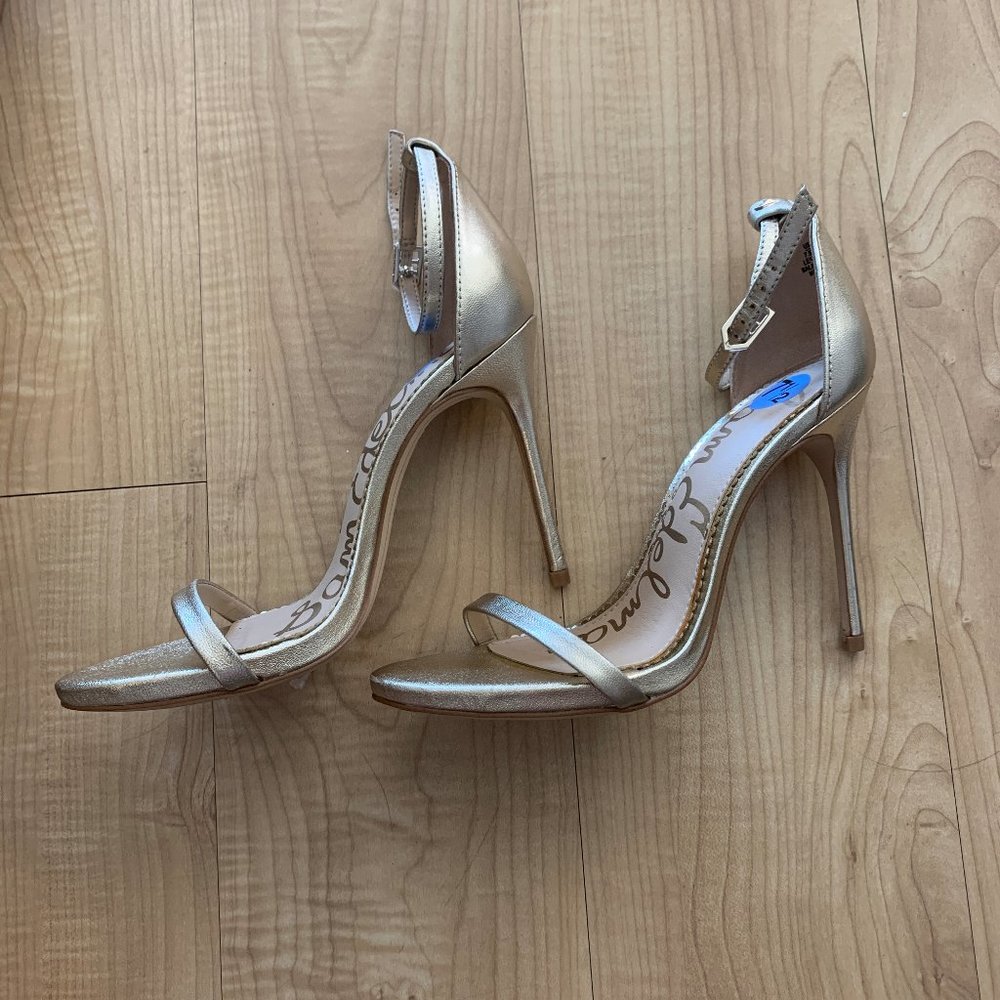 Sam Edelman gold ankle strap heel sandal 7.5